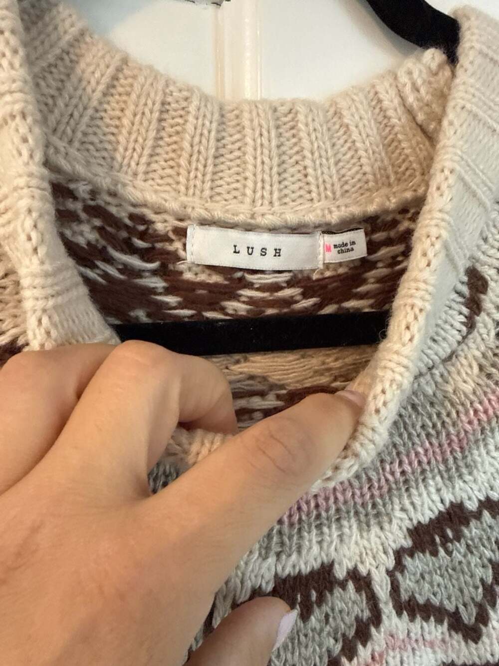 Size M Women's Bean's Classic Ragg Wool Sweater, Crewneck Fair Isle - Picture 2 of 3